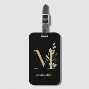Étiquette À Bagage M Monogramme Floral Personnalisé