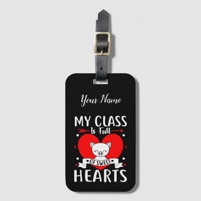 Étiquette À Bagage Ma Classe Est Pleine De Coeurs Sucrés Valentine (Devant Vertical)