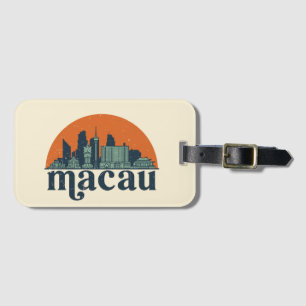 Étiquette À Bagage Macau China Retro City Skyline Cityscape Art
