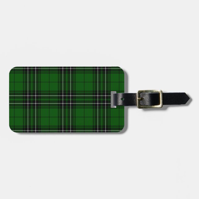Étiquette À Bagage MacLean Tartan vert et noir plaid (Devant horizontal)
