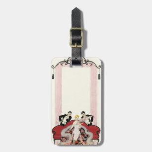 Étiquette À Bagage Madame élégante dans l'étiquette de bagage d'art