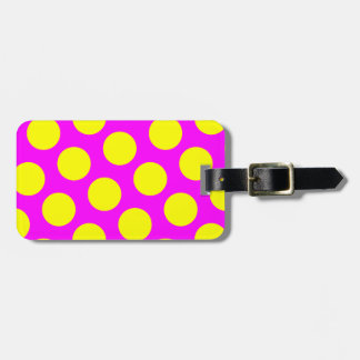 Étiquette À Bagage Magenta à deux côtés et Pois jaunes
