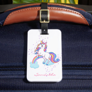 Étiquette À Bagage Magique Unicorn Rainbow Personnalisé
