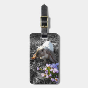 Étiquette À Bagage Magnifique English Lop avec des fleurs