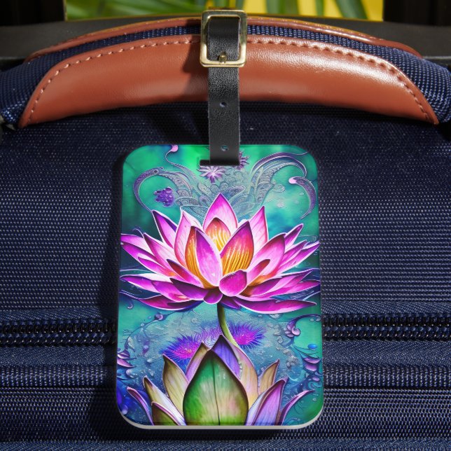 Étiquette À Bagage Magnifique Portrait rose Lotus Flower (Insitu Rectoal 2)