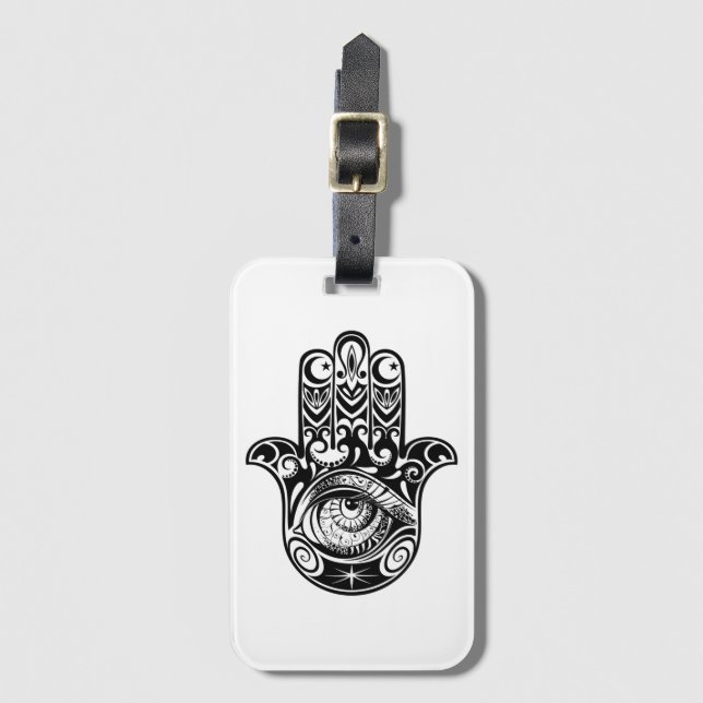 Étiquette À Bagage Main Zendoodle de Hamsa (Devant Vertical)