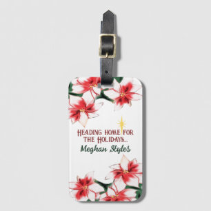 Étiquette À Bagage Maison Poinsettia pour les Fêtes Noël