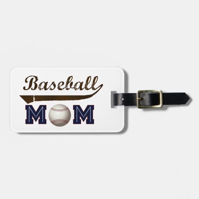 Étiquette À Bagage Maman de baseball de style vintage (Devant horizontal)