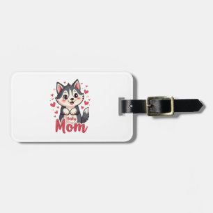 Étiquette À Bagage Maman de Chien Husky Design Mignon Kawaii
