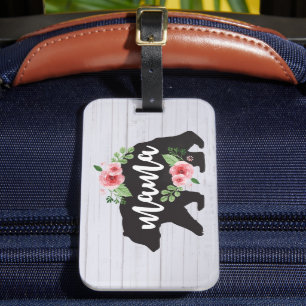 Étiquette À Bagage Maman Ours Élégant Floral Rustique Fleurs Maman