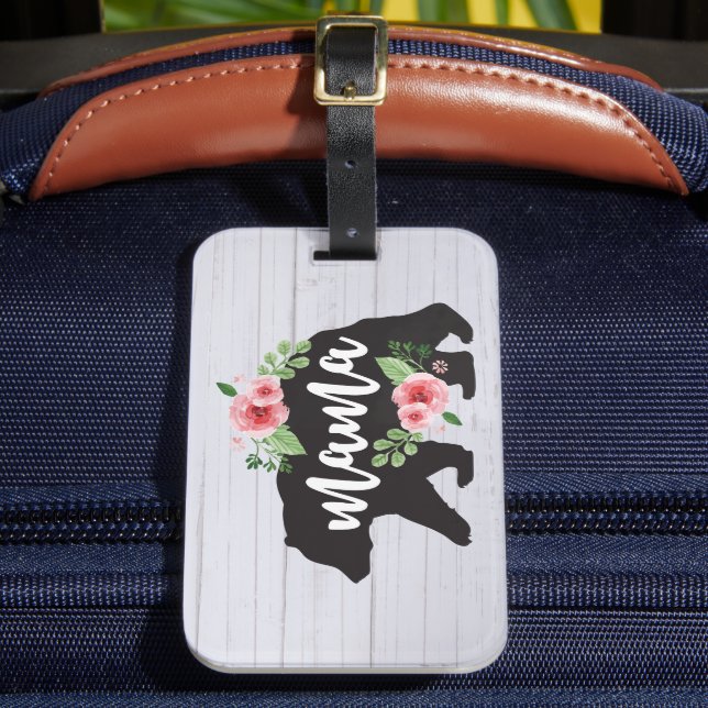 Étiquette À Bagage Maman Ours Élégant Rustique Fleurs Florales Maman (Insitu Rectoal 2)