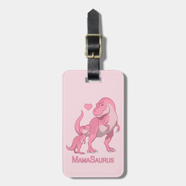 Étiquette À Bagage MamaSaurus T-Rex et dinosaures de bébé (Devant Vertical)