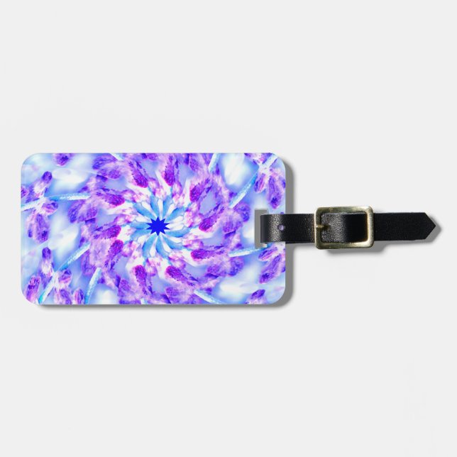 Étiquette À Bagage Mandala floral violet (Devant horizontal)