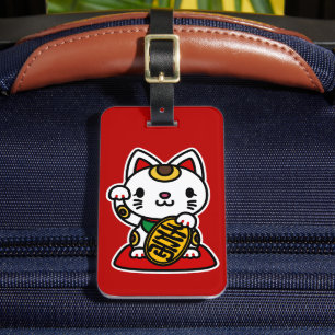 Étiquette À Bagage Maneki Neko (Chat Chanceux)