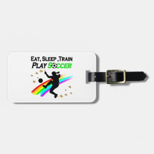 ÉTIQUETTE À BAGAGE MANGER, DORMIR, TRAIN JOUER AU FOOTBALL