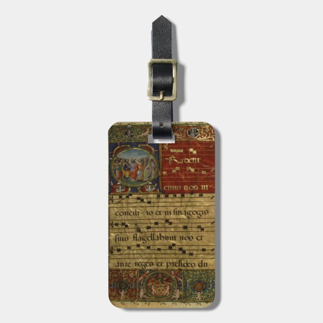 Étiquette À Bagage Manuscrit médiéval de chant (Devant Vertical)