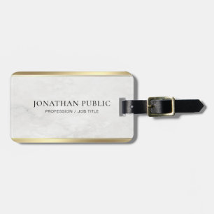 Étiquette À Bagage Marbre blanc personnalisé Moderne Gold Elegant Mod