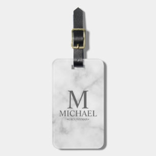 Étiquette À Bagage Marbre Nom et monogramme du Groomsman Personnalisé
