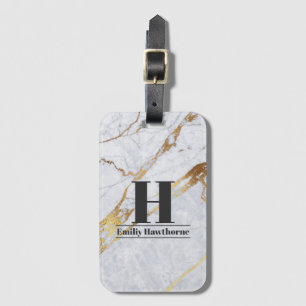 Étiquette À Bagage Marbre or personnalisé Monogramme Nom Bagage Balis