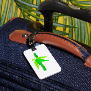 Étiquette À Bagage Marche en bambou vert avec Feuilles tropicaux