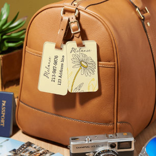 Étiquette À Bagage marguerite fantaisiste texte personnalisé 