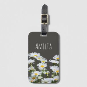 Étiquette À Bagage Marguerites sur le gris