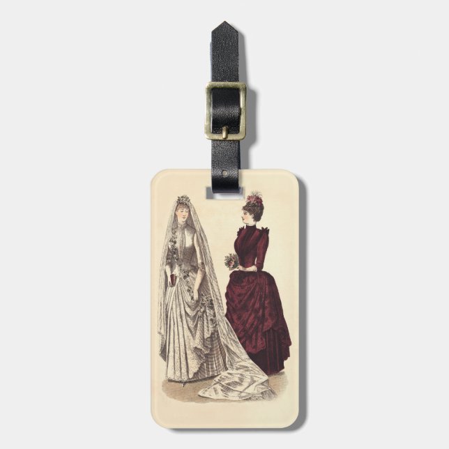 Étiquette À Bagage Mariage antique (Devant Vertical)