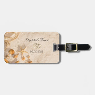 Étiquette À Bagage Mariage de sable de la corde des coquillages