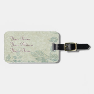 Étiquette À Bagage Mariage Floral Vintage bleu