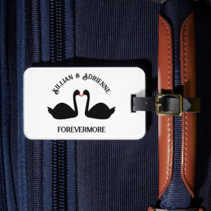 Étiquette À Bagage Mariage gothique embrasser les cygnes noirs noms p