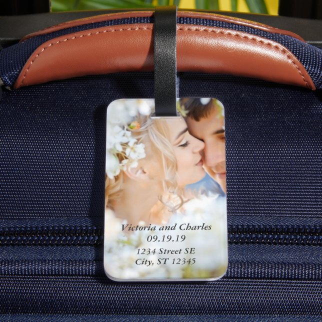 Étiquette À Bagage Mariage personnalisé Peachy Orange Cute Hearts (Verso Insitu 4)