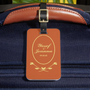 Étiquette À Bagage Mariage Rose en terre cuite