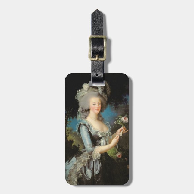 Étiquette À Bagage Marie Antoinette avec un rose, 1783 (Devant Vertical)