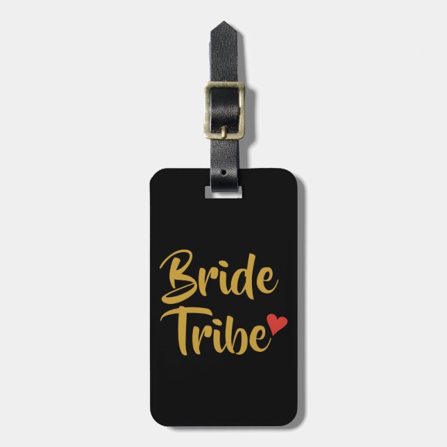 Étiquette À Bagage Mariée Tribe Coeur rouge (Devant Vertical)