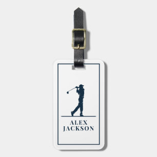 Étiquette À Bagage Marine bleu Personnalisé Monogramme Golfer