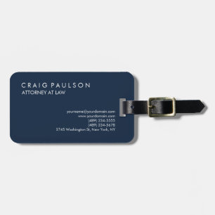 Étiquette À Bagage Marine Blue Elegant Plain Professionnel