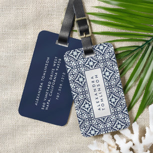 Étiquette À Bagage Marine et Motif blanc de la Méditerranée