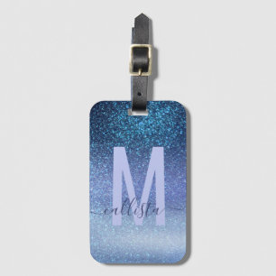 Étiquette À Bagage Marine Pastel Blue Triple Parties scintillant Ombr