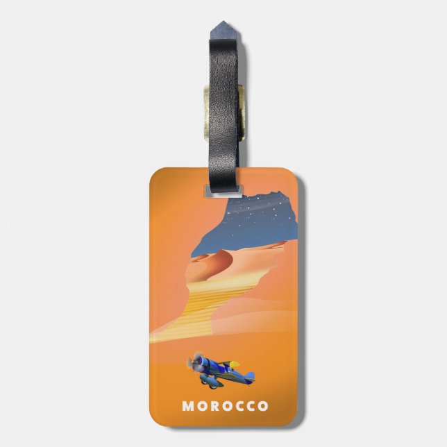 Étiquette À Bagage Maroc Carte illustrée imprimé affiche de voyage. (Dos Vertical)
