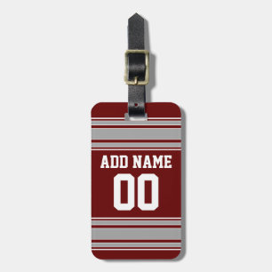 Étiquette À Bagage Maroon Grey Football Jersey Nom personnalisé Numér