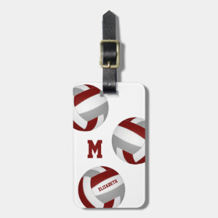 Étiquette À Bagage maroon gris filles garçons volleyball voyage