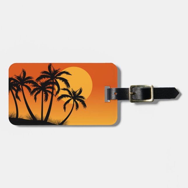 Étiquette À Bagage Marque à bagages Beach Palm Trees (Devant horizontal)