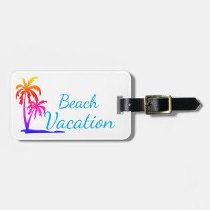Étiquette À Bagage Marque de bagage de plage avec palmiers