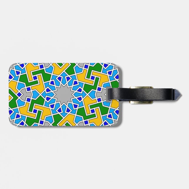 Étiquette À Bagage Marque de bagage motif géométrique islamique (Dos horizontal)