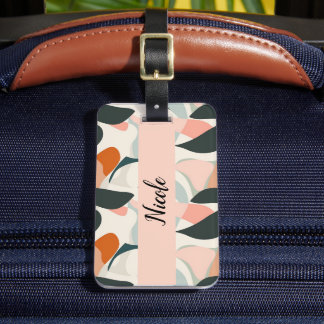 Étiquette À Bagage Marque de bagage personnalisée moderne rose