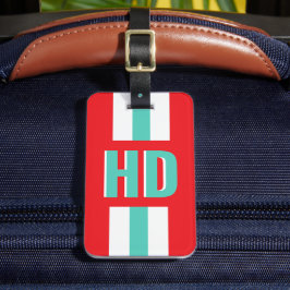 Étiquette À Bagage Marque-page de voyage rétro Monogramme ombré rayé