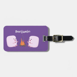 Étiquette À Bagage Marshmallows mignons roses par dessin animé sur le