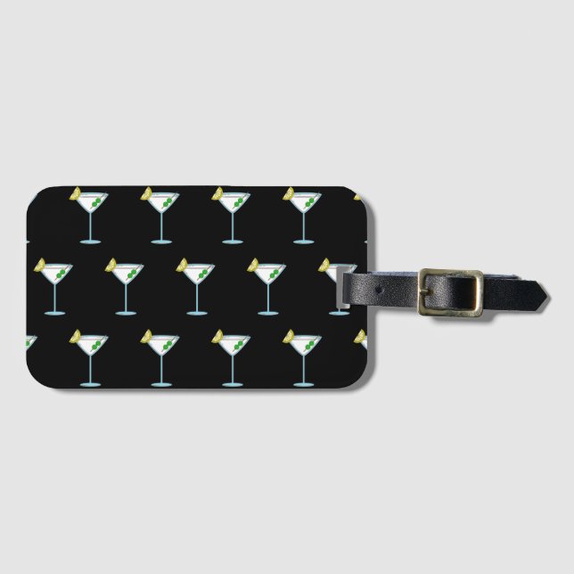 Étiquette À Bagage Martini Amateurs De Cocktail Bar De Verre Alcool (Devant Horizontal)