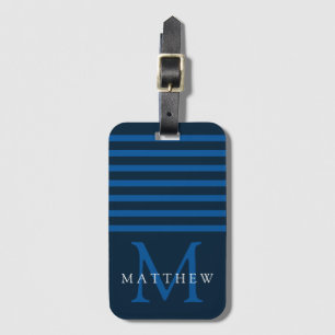 Étiquette À Bagage Masculine de monogramme de bande bleue marine