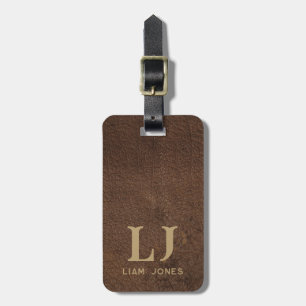 Étiquette À Bagage Masculine en cuir Brown monogramme Vintage